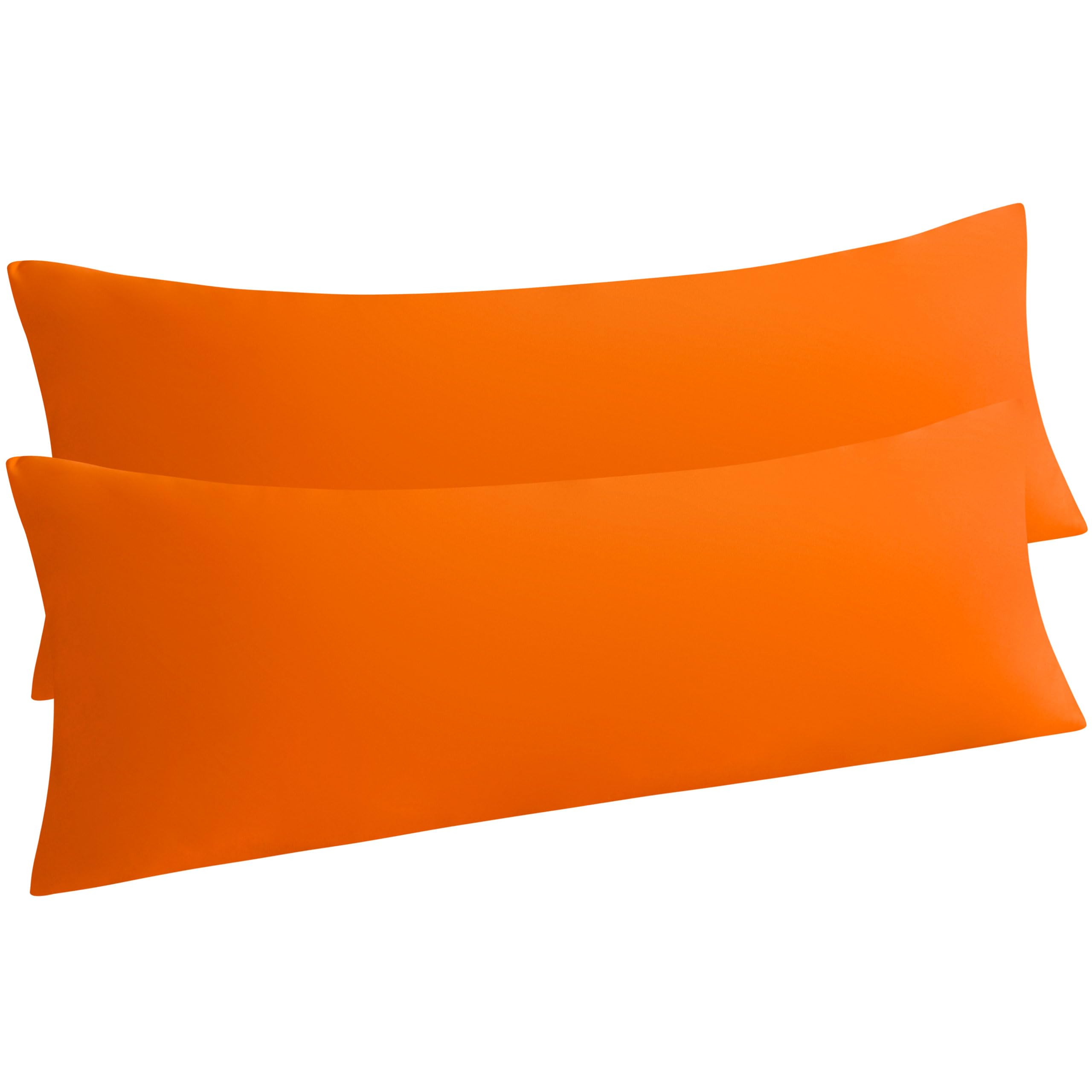 Ntbay Body Pillow Cases Set Of 2, 2 Pack Brushed Microfiber 20X54 Pillow Cases, Soft, Wrinkle, Fade, Stain Resistant Orange Pill